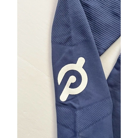 PELOTON•Women XS• Athletic Leggings Pants Blue Gray Cropped Ribbed Textured LOGO - Picture 4 of 6
